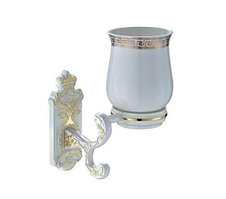 Стакан Gappo G3506 одинарный, керамика с белым держателем с золотым узором