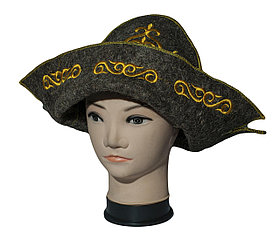 Казахский колпак войлочный, серый, 40 см