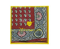 Платок носовой в упаковке (красный с узорами), 12 см