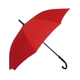 Полуавтоматический зонт-трость с деревянной ручкой, красный