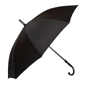 Полуавтоматический зонт-трость с деревянной ручкой, черный