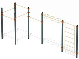 Комплекс турников с шведской стенкой и рукоходом КВХ 3772