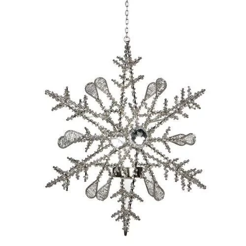 Декор Подсвечник снежинка подвесной серебристый 26см ED190452, фото 1