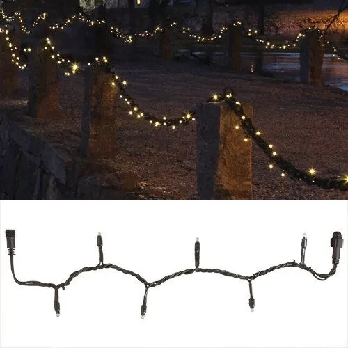 Гирлянда цепочка 5м теплобелая кабель черный дополнительная 50ламп EXPO outdoor 484-11, фото 1