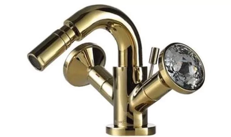 Смеситель для биде BRAVAT POLAR NUOVO Swan Gold Swarovski F32680G-1 , золото (к/к 2), фото 1
