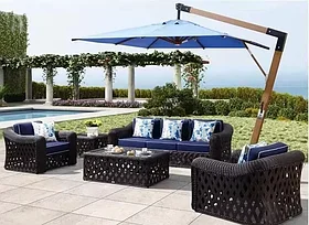 Зонт квадратный ART. Home Wood W-Lux (blue), 3*3м, синий (с 4-мя утяжелителями в комплекте)