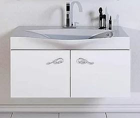 Тумба подвесная Aqwella Roma с умывальником Bergamo 1000, белая Rm. 01.10/W