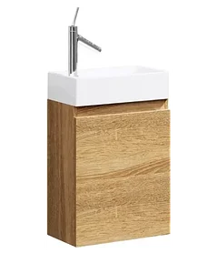 Подвесная тумба «LEON-MP» 40см в цвете дуб сонома с умывальником Unam 220