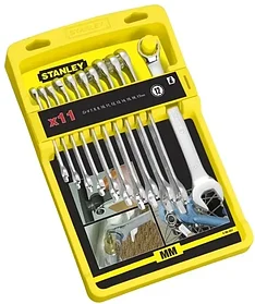 4-94-647 STANLEY НАБОР ИЗ 11-ТИ УДЛИНЕННЫХ КЛЮЧЕЙ ГАЕЧНЫХ КОМБИНИРОВАННЫХ МЕТРИЧЕСКИХ ПОЛНОСТЬЮ ХР