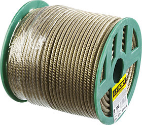 Трос стальной в полимерной оболочке Stayer, 5 мм, 100 м (30410-50)