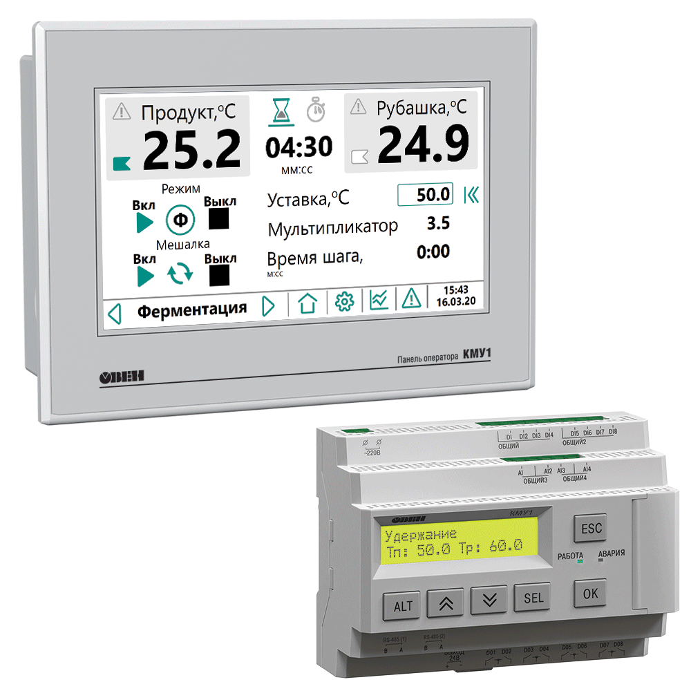 КМУ1 автоматика для управления пастеризаторами и сырными ваннами КМУ1-230.ВДП.Р