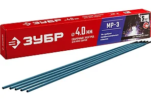 Электрод сварочный, 5 кг в коробке МР-3 рутиловый, ЗУБР Д 4.0 х 450 мм