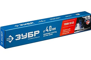 Электрод сварочный, 5 кг в коробке, УОНИ 13/55 с основным покрытием, ЗУБР Профессионал Д 4.0 х 450 мм