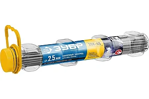 Электрод сварочный, 1,5 кг в ПВХ тубе, ЗОК-46 рутил-целлюлозный, ЗУБР Профессионал Д 2.5 х 350 мм