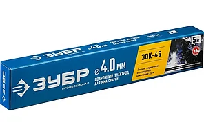 Электрод сварочный, 5 кг в коробке, ЗОК-46 рутил-целлюлозный, ЗУБР Профессионал Д 4.0 х 450 мм