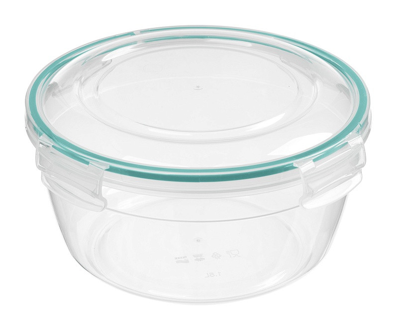 Контейнер для продуктов герметичный круглый 1,5л с замками (бесцветый)