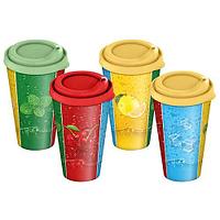 Стакан с крышкой 550мл "Фрукты и лед" (микс)