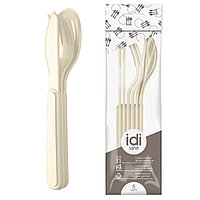 Комплект столовых приборов вилка-2, ложка-2, нож-2 (светло-бежевый)