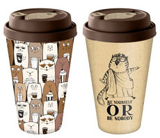 Стакан с крышкой 550мл с клапаном "my cats" (темно-коричневый)