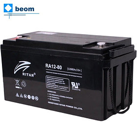 Аккумуляторная батарея Ritar RA12-80 ( 12В 80Ач | размеры ШхГхВ 350*167*180 мм | вес 22 кг | Тип клемм болтовое соединение )