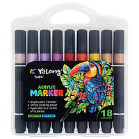 Набор акриловых маркеров 18 цветов Yalong