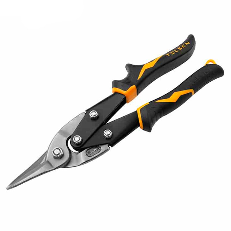 Ножницы по металлу прямые TOLSEN Industrial 250мм(10") CrMo 2К-рукоятки GRIPro желтые 30022, фото 1