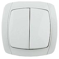 Выключатель СВЕТОЗАР "CITY LIGHT" двухклавишный 10А/250В SV-54234-W