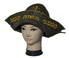 Казахский колпак войлочный, серый, 40 см