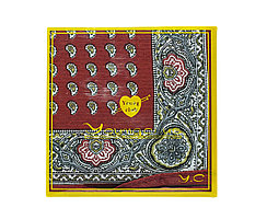 Платок носовой в упаковке (красный с узорами), 12 см