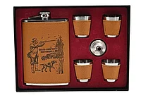 Набор подарочный TZ 9 "Охота увлечение настоящих мужчин" (фляга 270гр+ 4 стопки, воронка)(песочный) R85896