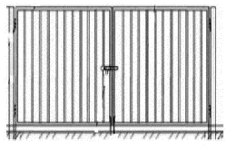 Ворота распашные, металлические, тип ВМС 4,5 х 1, с с металлическими стойками УСН 8601-0605-0101