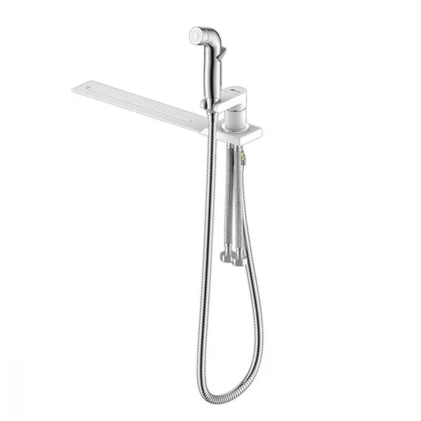 Смеситель с гигиеническим душем LeMark "Соло" LM7170CW, устанавливаемый на унитаз, хром/белый, фото 1