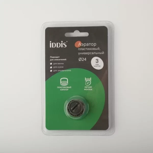 Аэратор для смесителя IDDIS 996P24A3SMCF, пластик, M24, бескорпусный, наружная резьба, под монетку., фото 1