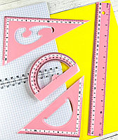 Набор линеек 30см 4шт Adeer розовые