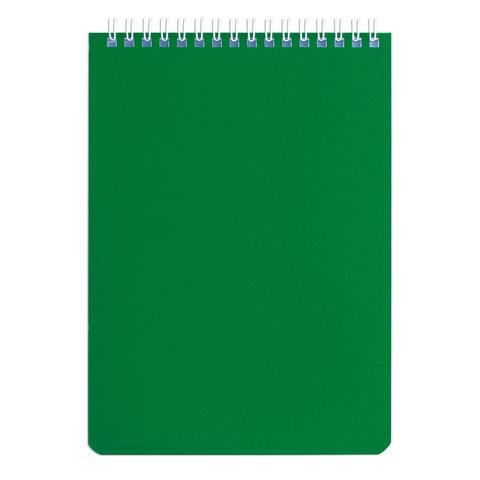 Блокнот А5 146х205 мм, 60 л., гребень, перфорация на отрыв, лакированный, BRAUBERG, Зеленый, фото 1