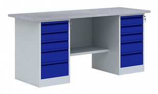 Двухтумбовый металлический верстак серии  ВП 6/1,6