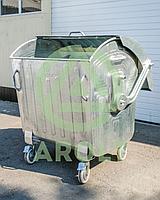 Оцинкованный евро контейнер БМ1100, Контейнер для мусора 1100 л ТБО оцинкованный, большой бак для мусора с крышкой, евроконтейнер