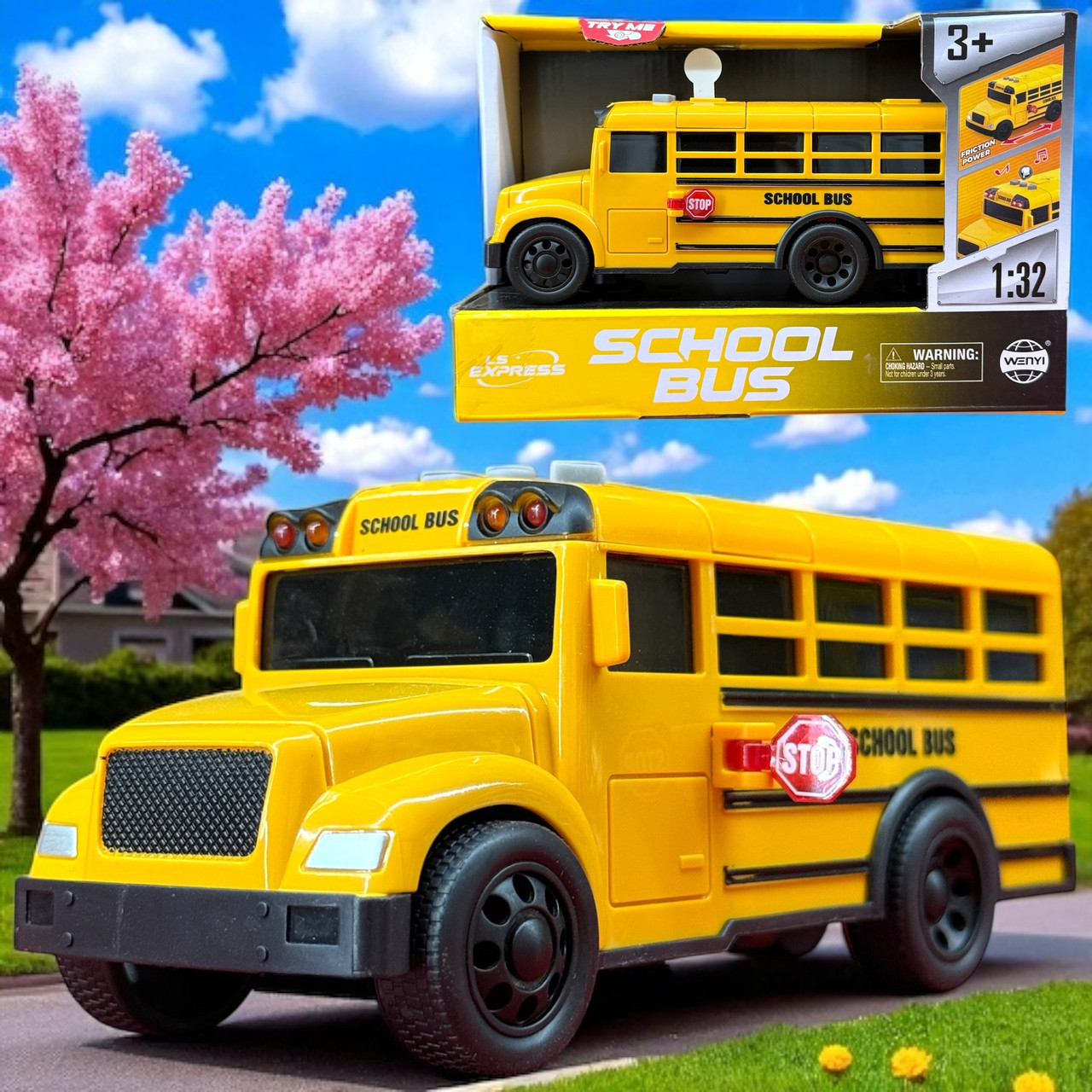 WY1128A Школьный автобус (3 функции, музыка, свет) 19х12см, фото 1