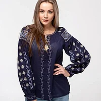 Вышиванка женская Гроно" синий батист