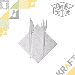 НАБОР вилка, нож белые + салфетка, СТАНДАРТ ЭЛПИ (100/900)