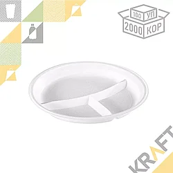 Тарелка пластиковая 205 мм 3-х секц. (100/1800) ПолиЭР