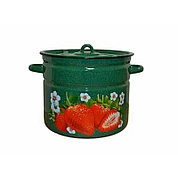 Кастрюля цил. 9л, Клубника садовая, изумр.  1с200с
