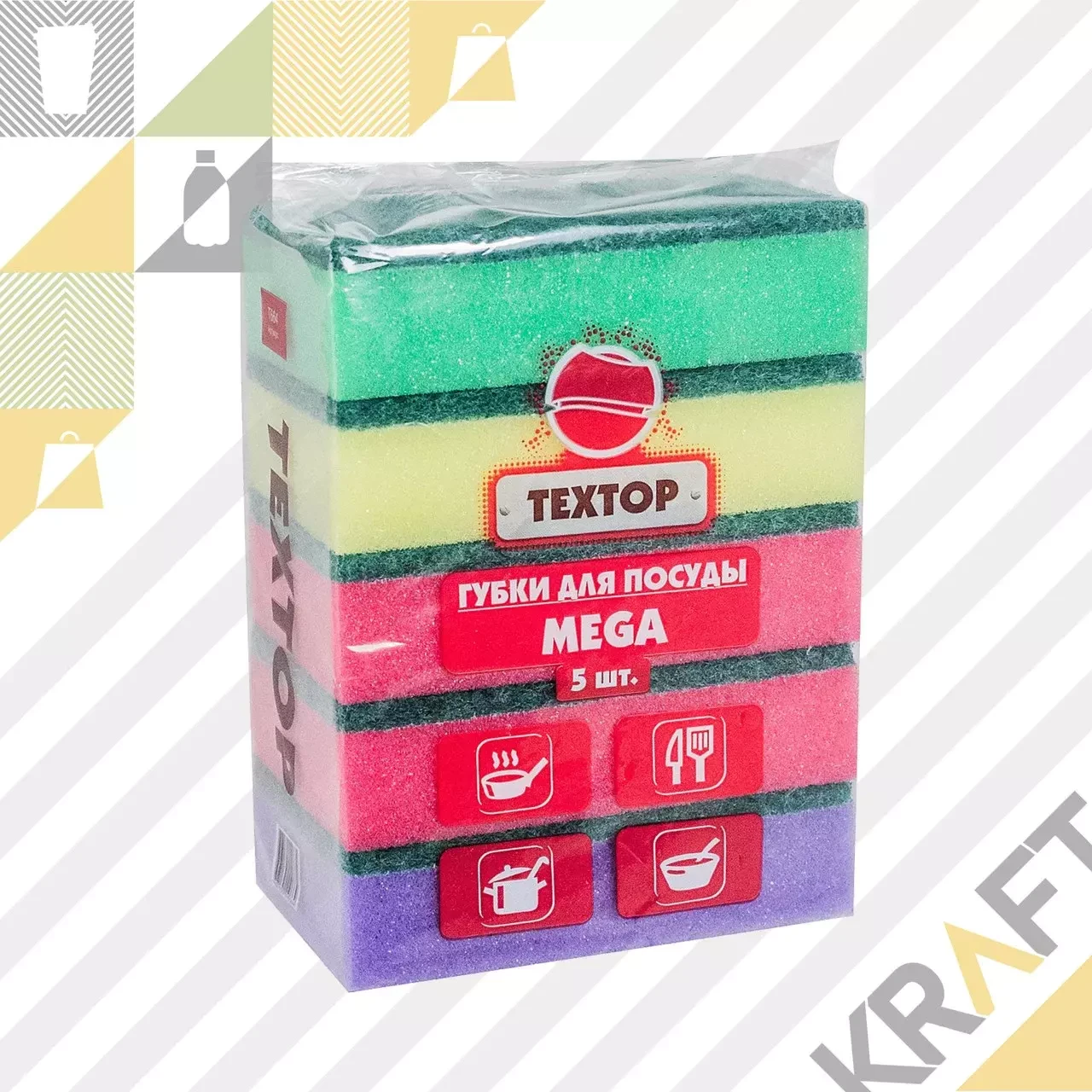 Губки для посуды TEXTOP MEGA (5 шт/уп), фото 1