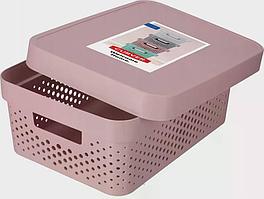 Корзинка INFINITY 11л с крышкой розовый, перфорированная (04753)