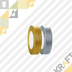 Ленты подарочные металлизированные 13мм*20м*2ШТ, ЗОЛОТО-СЕРЕБРО