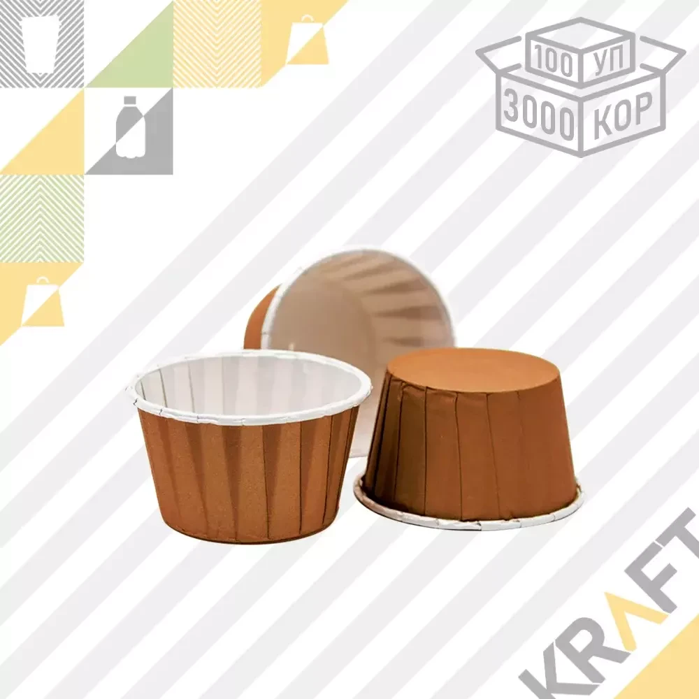 OSQ Past FB 50*40 (Brown), Форма бумажная "Маффин" (коричневая-белая) (100/3000 штук), фото 1