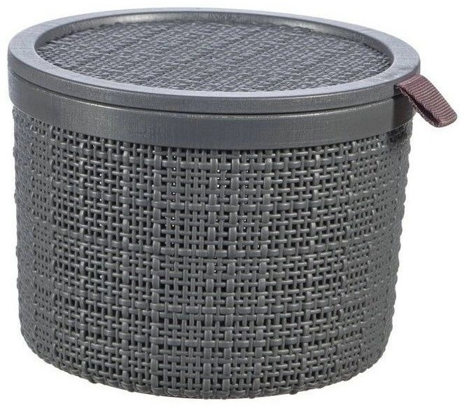 Корзинка JUTE темно-серый круглая с крышкой 2л