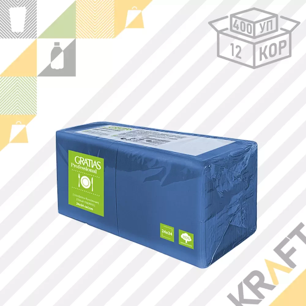 Салфетки 24х24 1сл, GRATIAS professional синие (400 листов) /12, фото 1