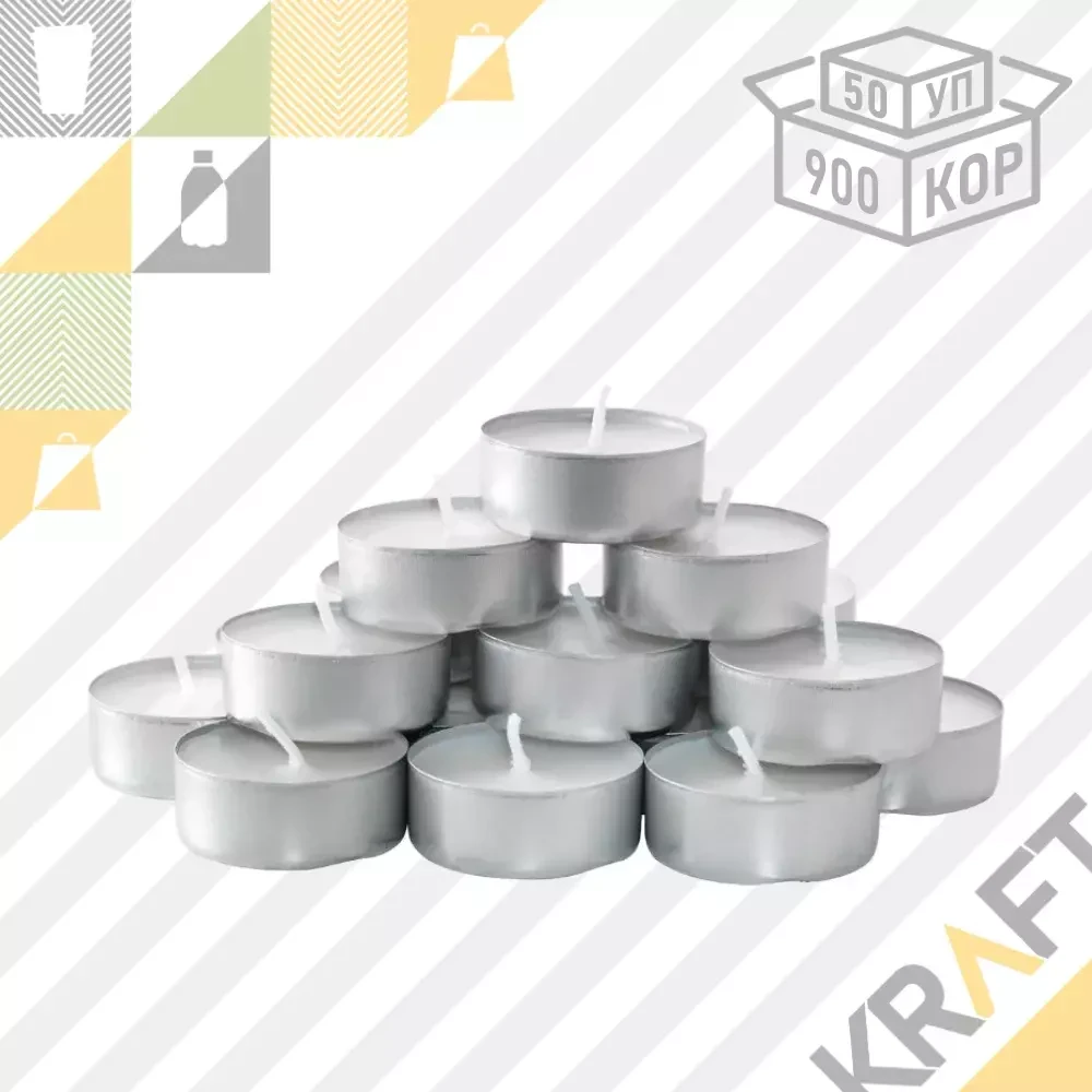 Свечи чайные в мет. гильзе (50 шт/уп) (18уп/кор), фото 1