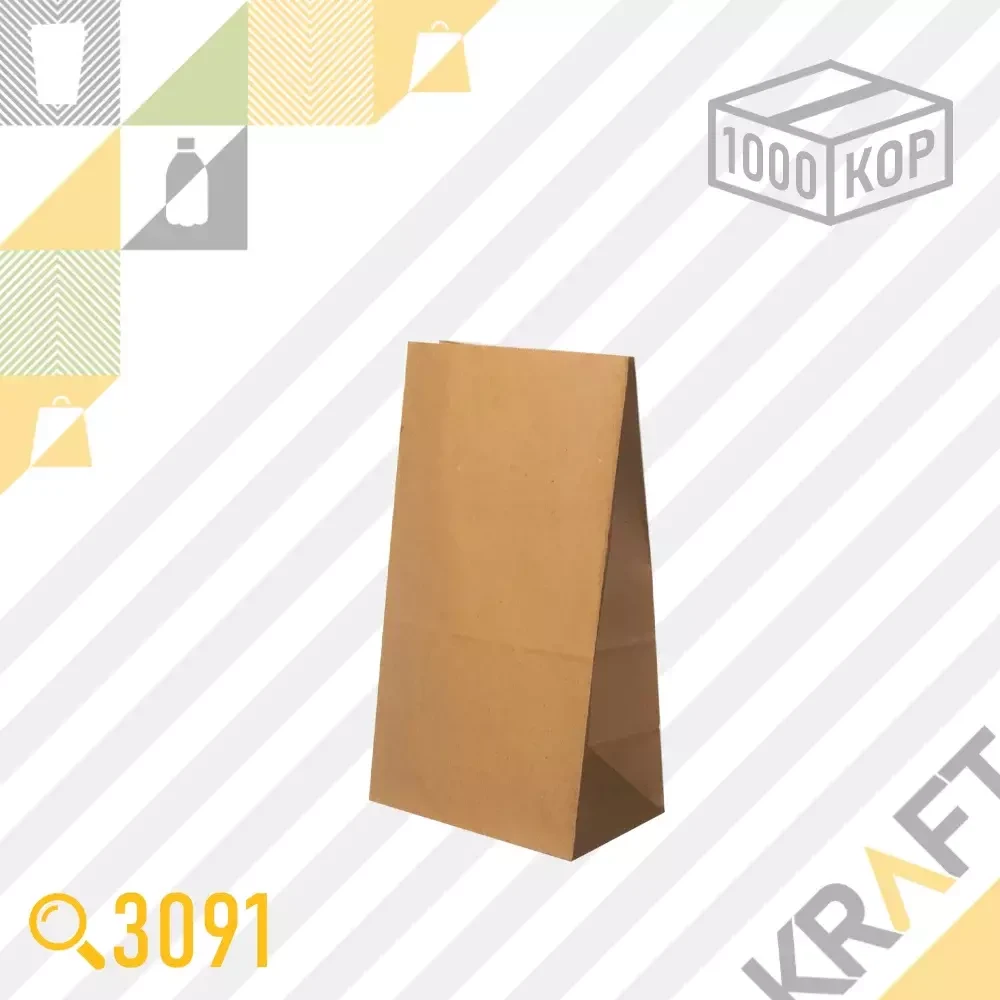 Бумажный пакет TO GO (Без ручек) 120x80x240 (50гр) (1000шт/кор), фото 1
